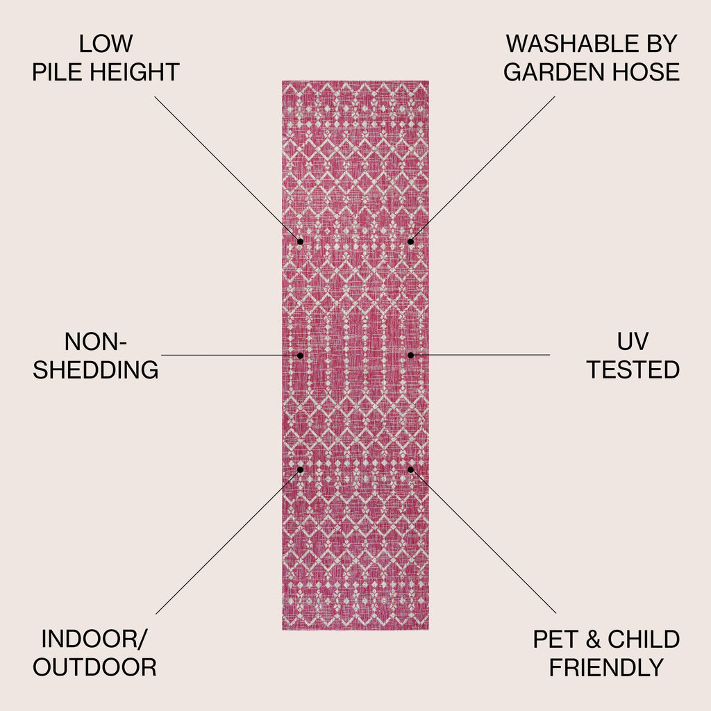 JONATHAN Y Trebol Moroccan Geometric Textured Weave Indoor/Outdoor Area Rug