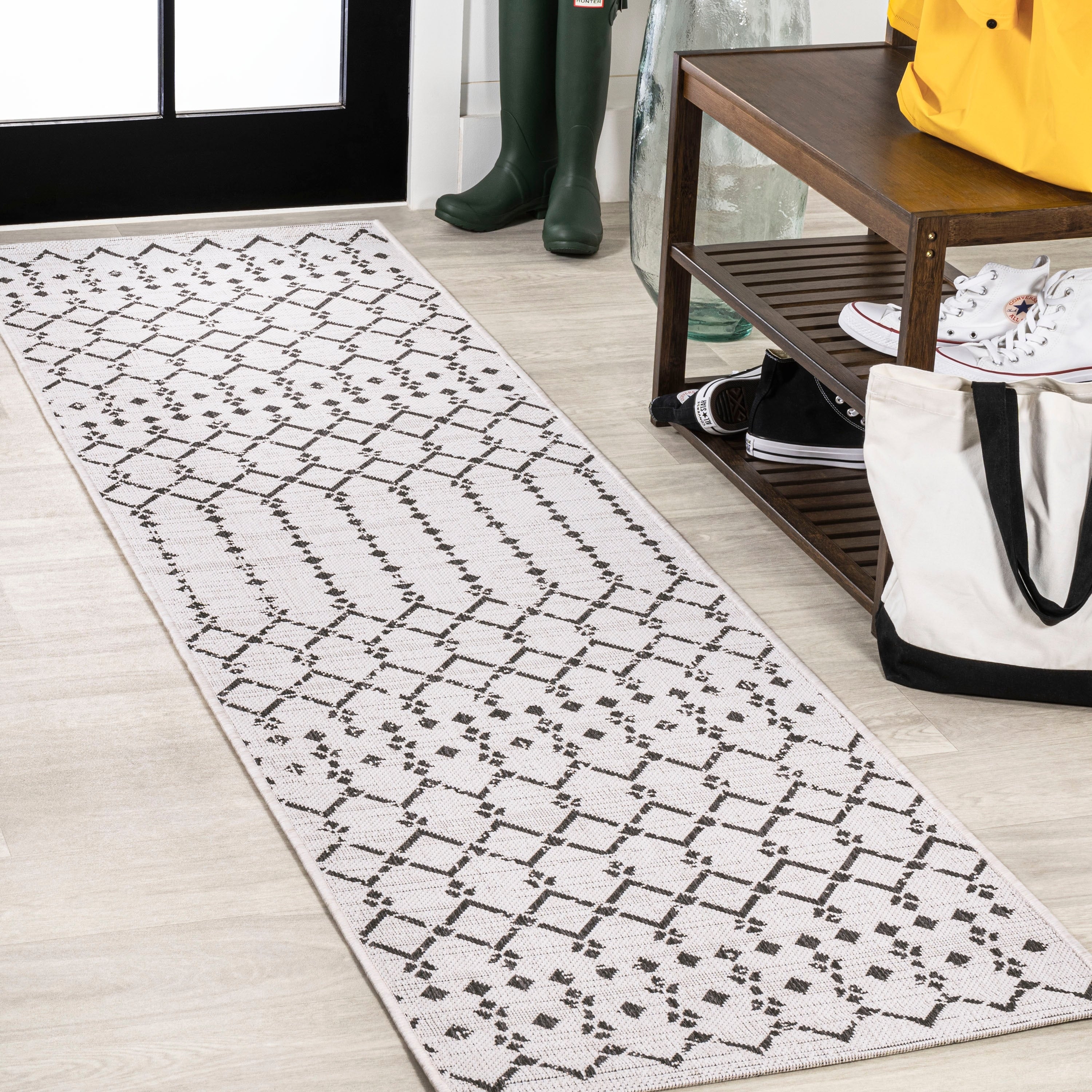 JONATHAN Y Trebol Moroccan Geometric Textured Weave Indoor/Outdoor Area Rug