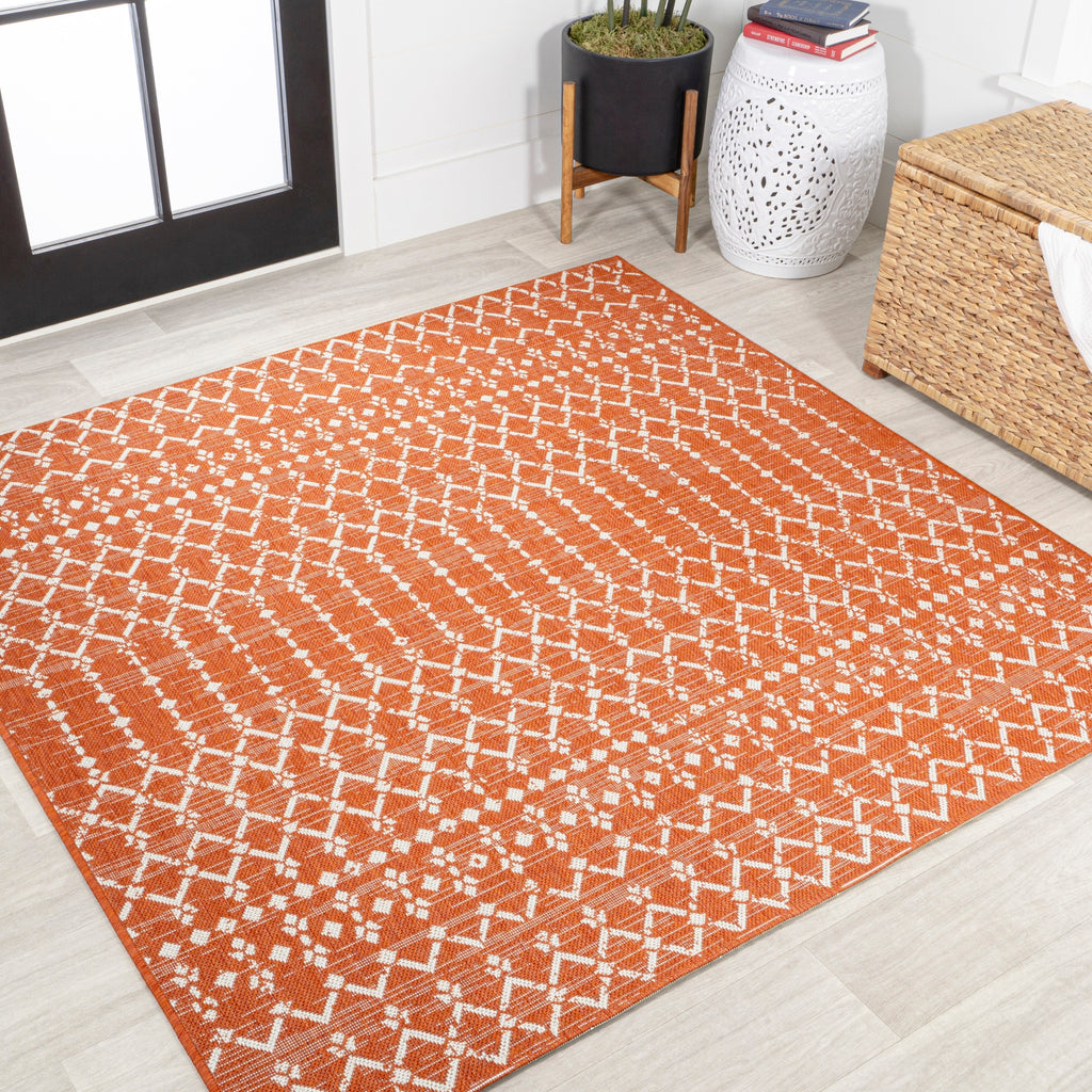 JONATHAN Y Trebol Moroccan Geometric Textured Weave Indoor/Outdoor Area Rug