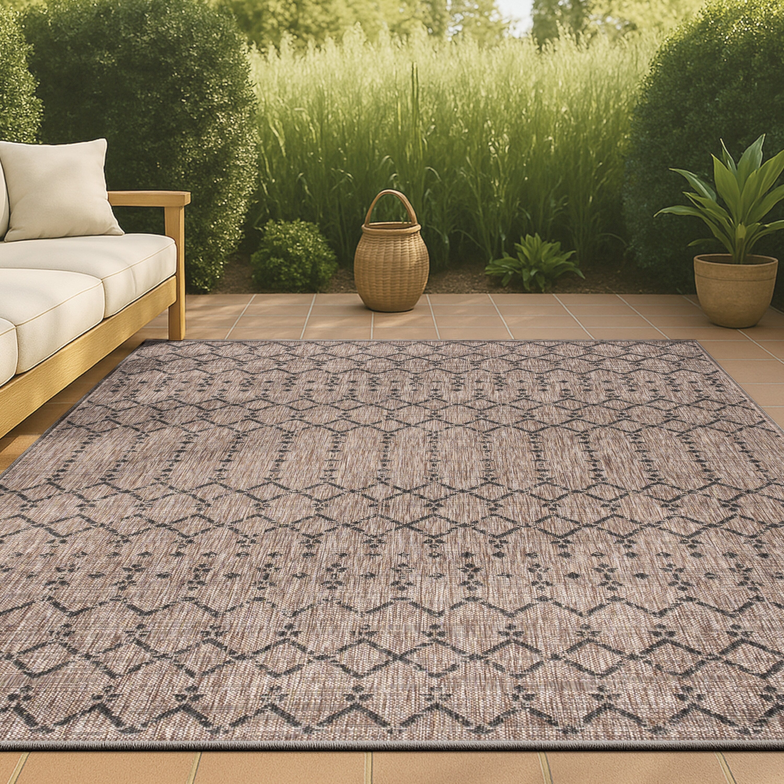 JONATHAN Y Trebol Moroccan Geometric Textured Weave Indoor/Outdoor Area Rug