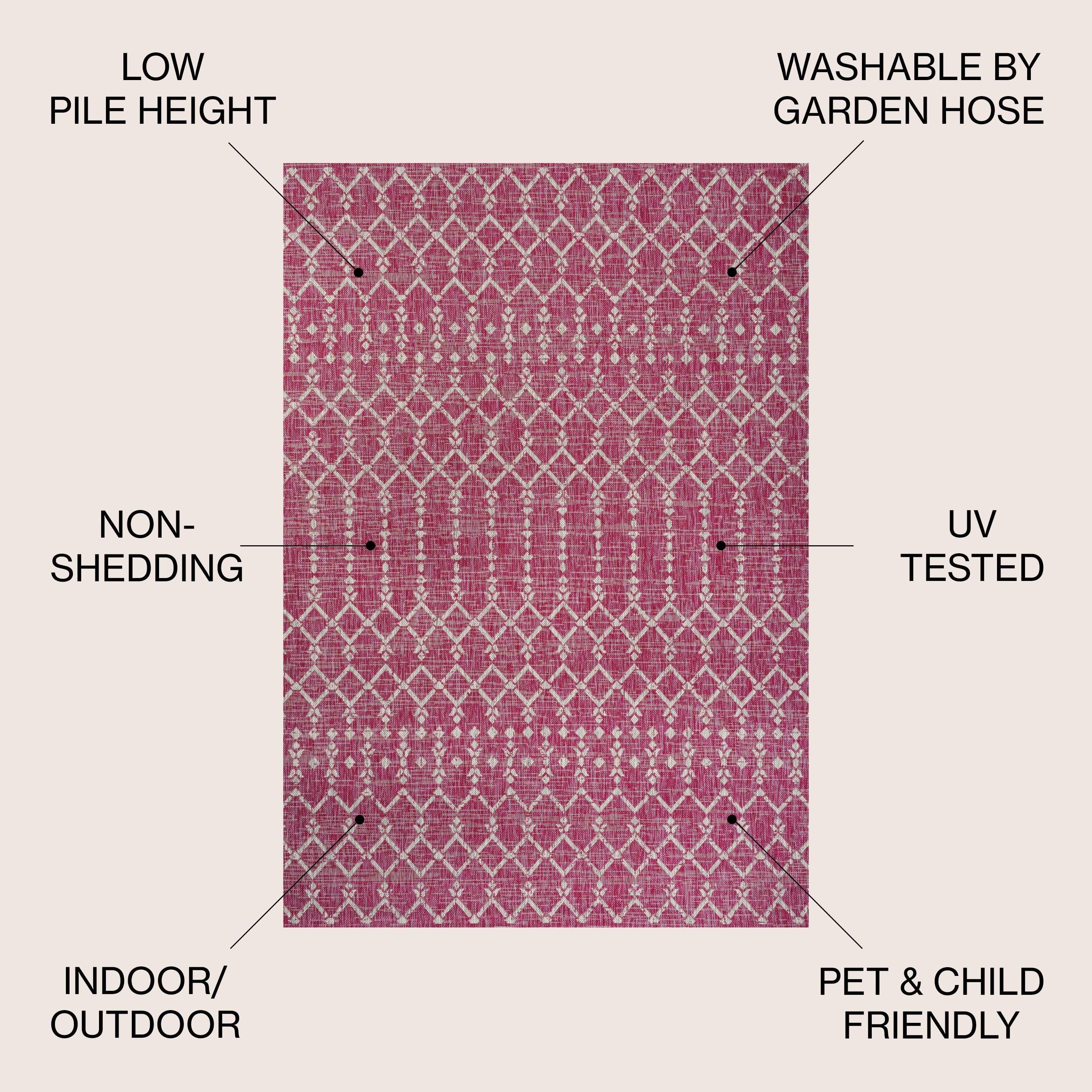 JONATHAN Y Trebol Moroccan Geometric Textured Weave Indoor/Outdoor Area Rug