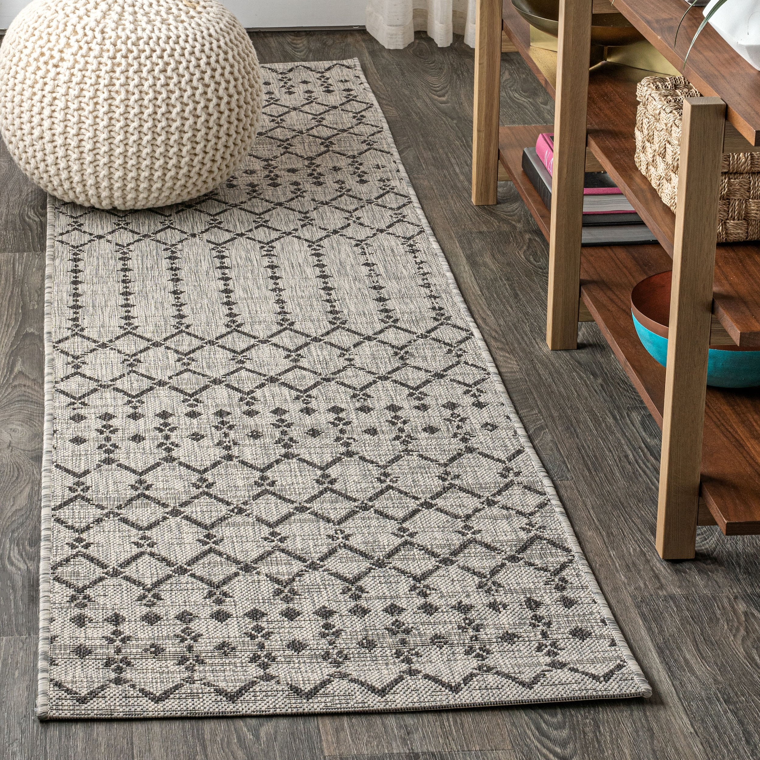 JONATHAN Y Trebol Moroccan Geometric Textured Weave Indoor/Outdoor Area Rug