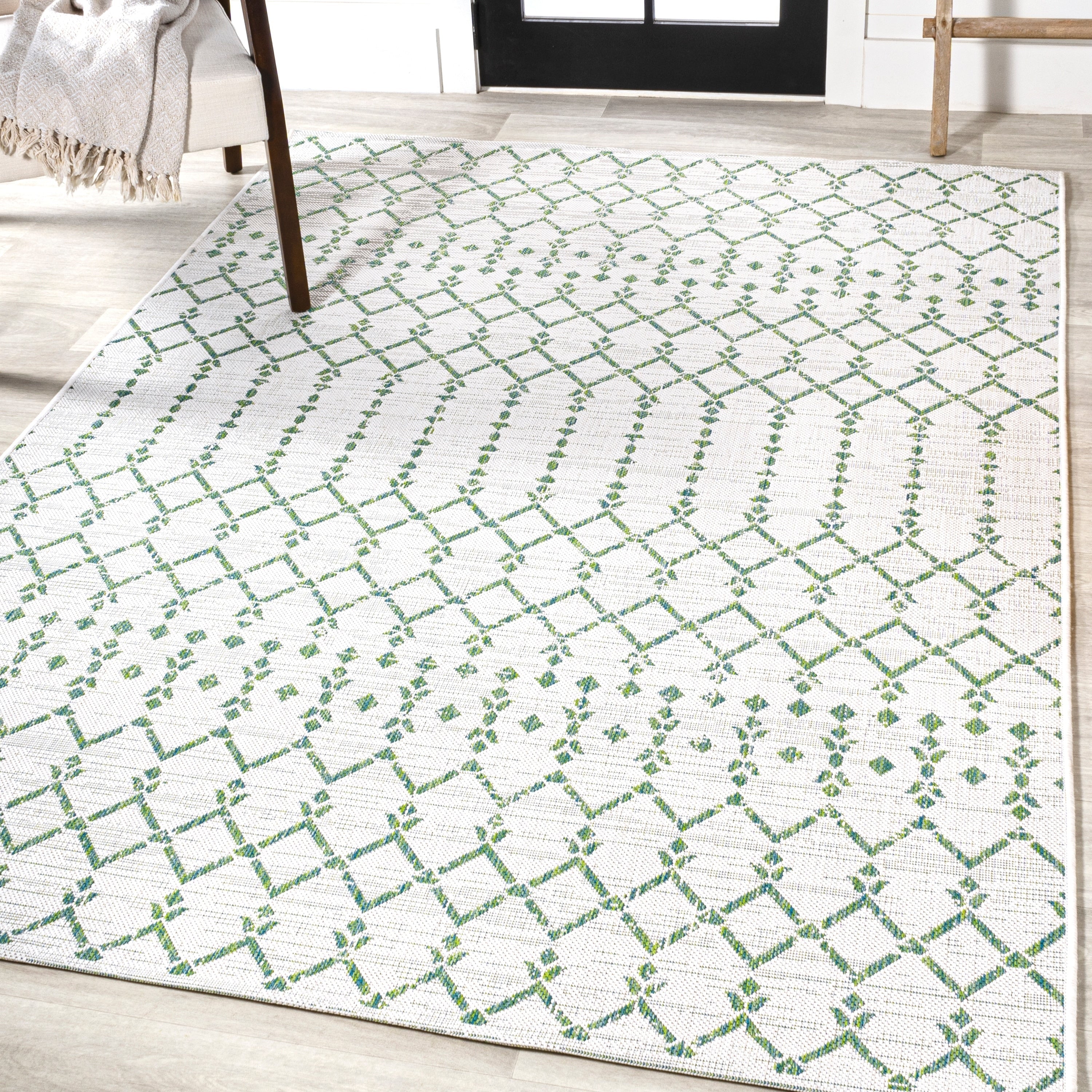 JONATHAN Y Trebol Moroccan Geometric Textured Weave Indoor/Outdoor Area Rug