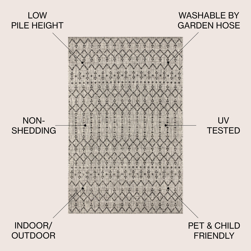 JONATHAN Y Trebol Moroccan Geometric Textured Weave Indoor/Outdoor Area Rug