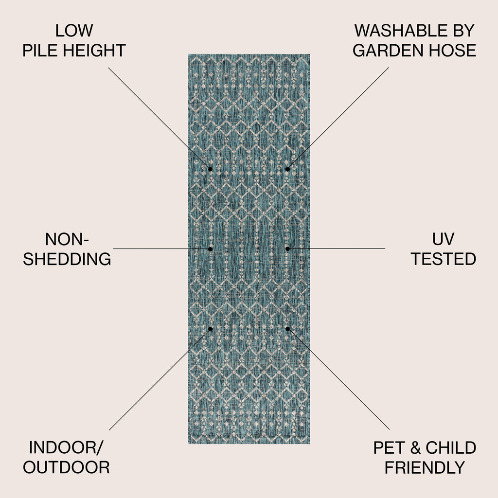 JONATHAN Y Trebol Moroccan Geometric Textured Weave Indoor/Outdoor Area Rug