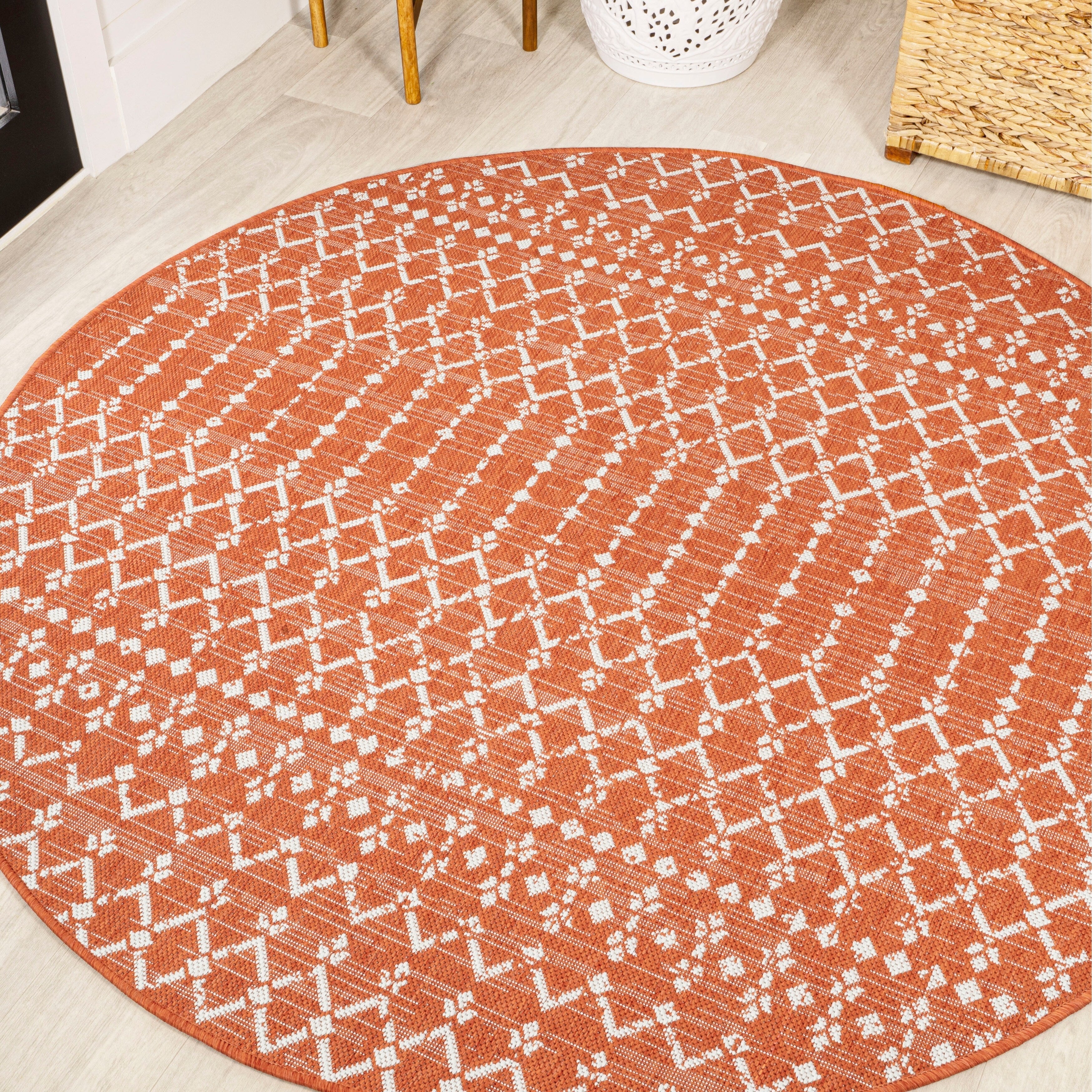 JONATHAN Y Trebol Moroccan Geometric Textured Weave Indoor/Outdoor Area Rug
