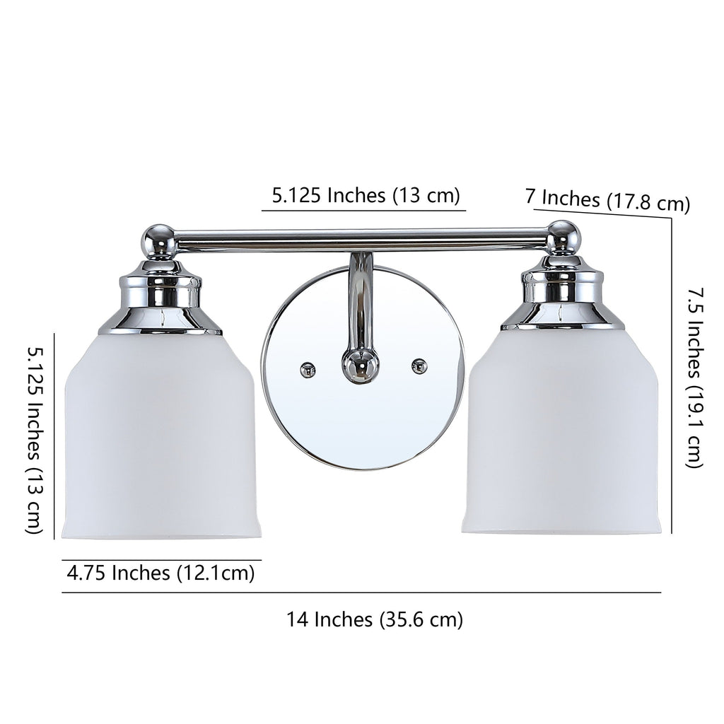 Jayne Iron/Frosted Glass Farmhouse Cottage LED Vanity Light, by JONATHAN Y