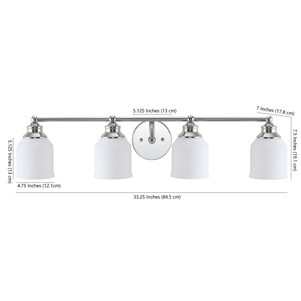 Jayne Iron/Frosted Glass Farmhouse Cottage LED Vanity Light, by JONATHAN Y