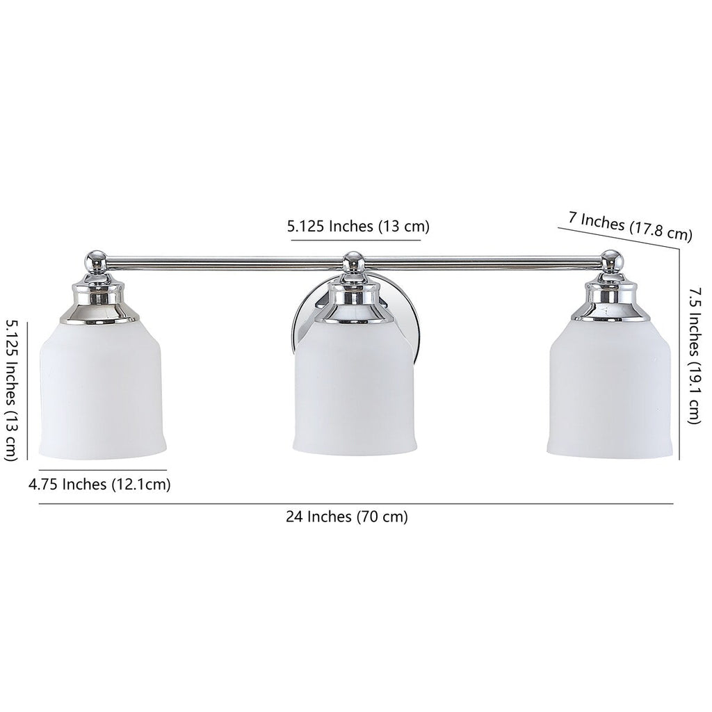 Jayne Iron/Frosted Glass Farmhouse Cottage LED Vanity Light, by JONATHAN Y