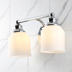 Jayne Iron/Frosted Glass Farmhouse Cottage LED Vanity Light, by JONATHAN Y