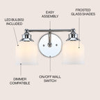 Jayne Iron/Frosted Glass Farmhouse Cottage LED Vanity Light, by JONATHAN Y