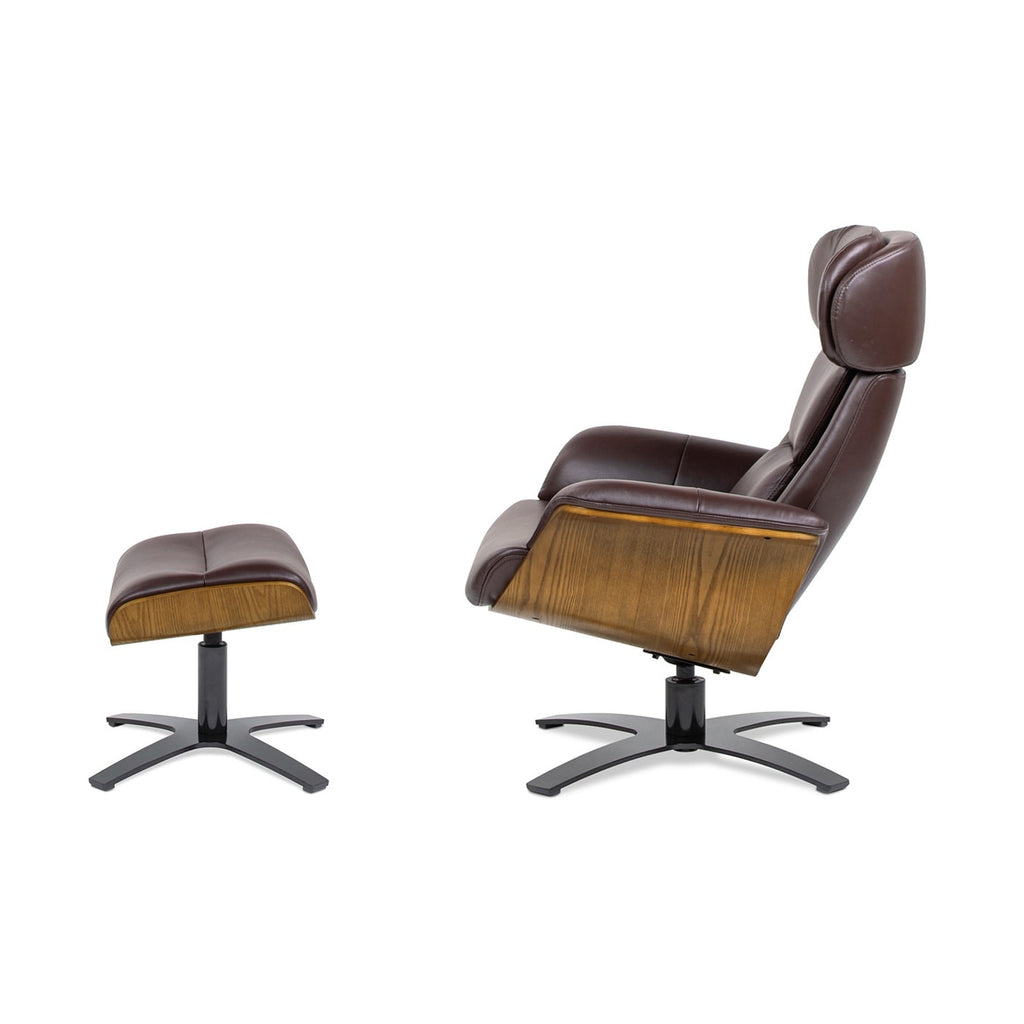 Jovan 31.5 Genuine Leather Recliner Lounge Chair with Ottoman