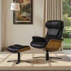 Jovan 31.5 Genuine Leather Recliner Lounge Chair with Ottoman