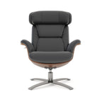 Jovan 31.5 Curved Wood Genuine Leather Recliner Lounge Chair