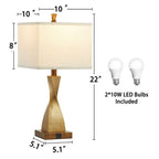 KAWOTI 22'' Touch Control Table Lamp with USB Ports, Bulbs(Set of 2)