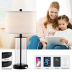 KAWOTI 23.25 Touch Control Table Lamp Set with USB Port and Bulbs