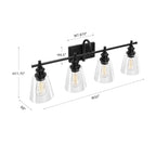 KAWOTI 4-Light Bathroom Vanity Light with Glass Shade