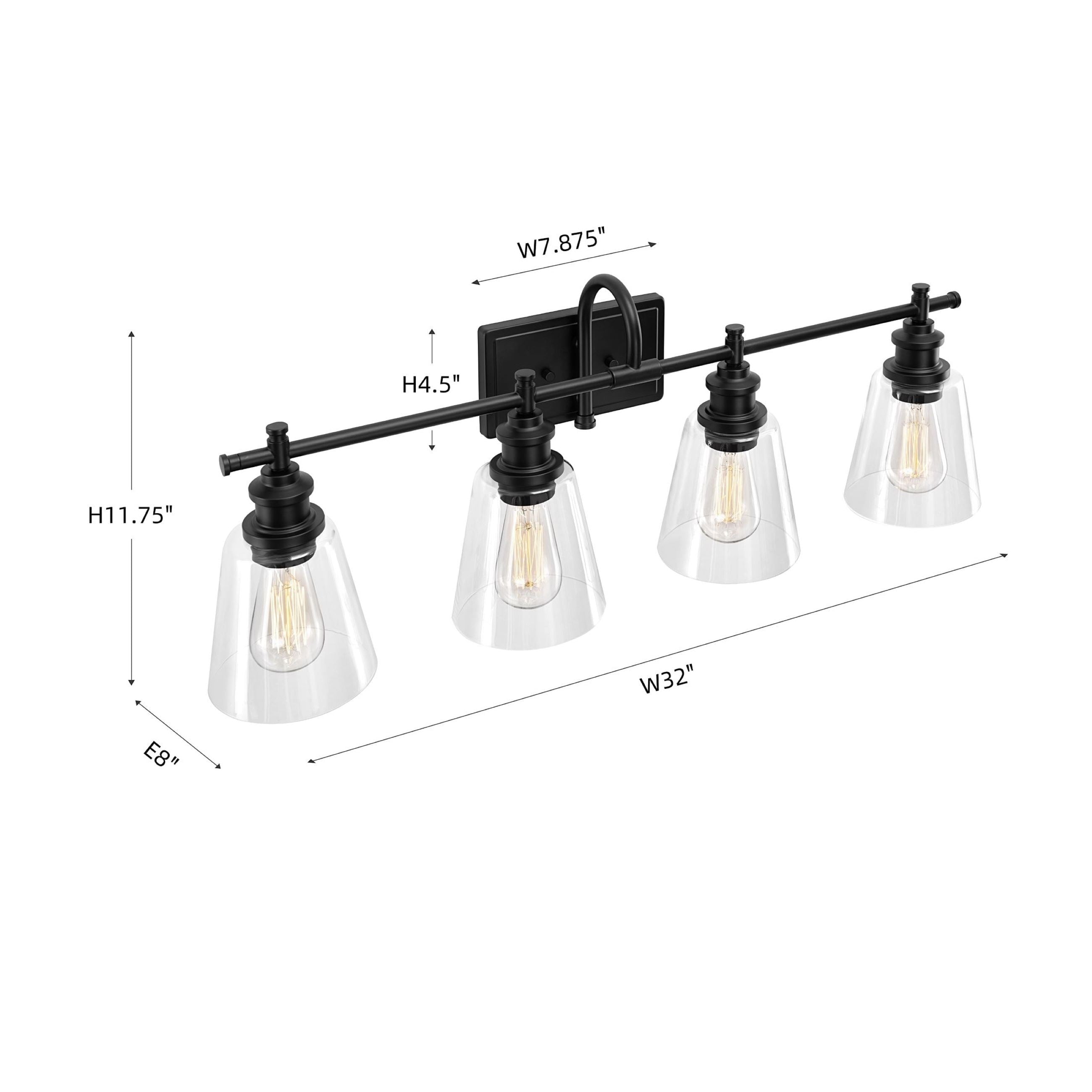 KAWOTI 4-Light Bathroom Vanity Light with Glass Shade