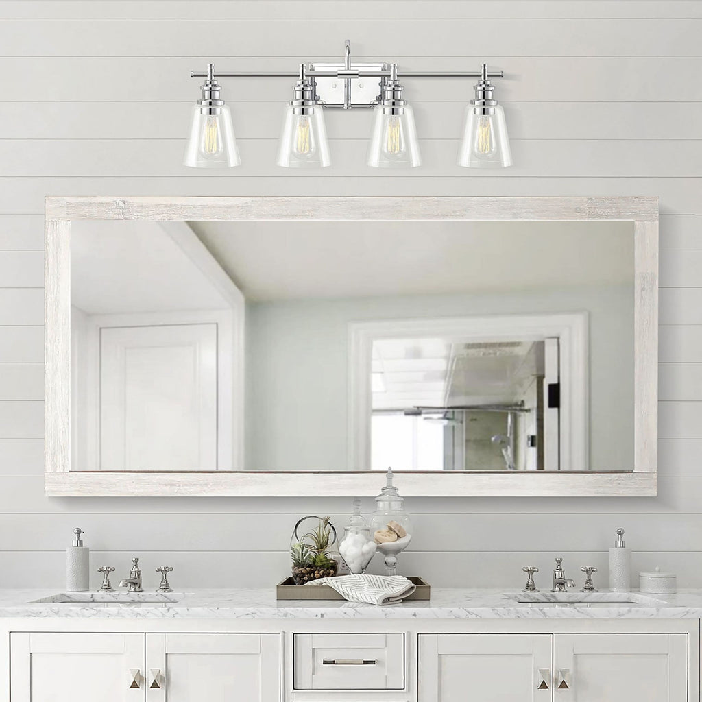 KAWOTI 4-Light Bathroom Vanity Light with Glass Shade