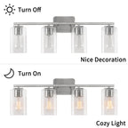 KAWOTI 29inch 4-Light Modern Bathroom Vanity Light with Clear Glass Shades