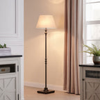 KAWOTI 60.5'' 2-Light Floor Lamp with Empire Fabric Shade