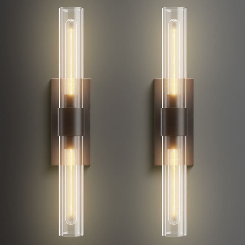 KAYLA Modern Glass Wall Sconces, Indoor Wall Lighting Wall Light Fixtures, Vanity Light with Glass Shade(2-Sets)