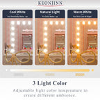 Keonjinn LED Makeup Hollywood Vanity Mirror with 15/18 LED Lights