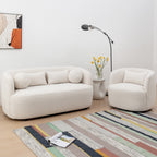 KINWELL Boucle Upholstered 2-Seats Loveseat with Pillows