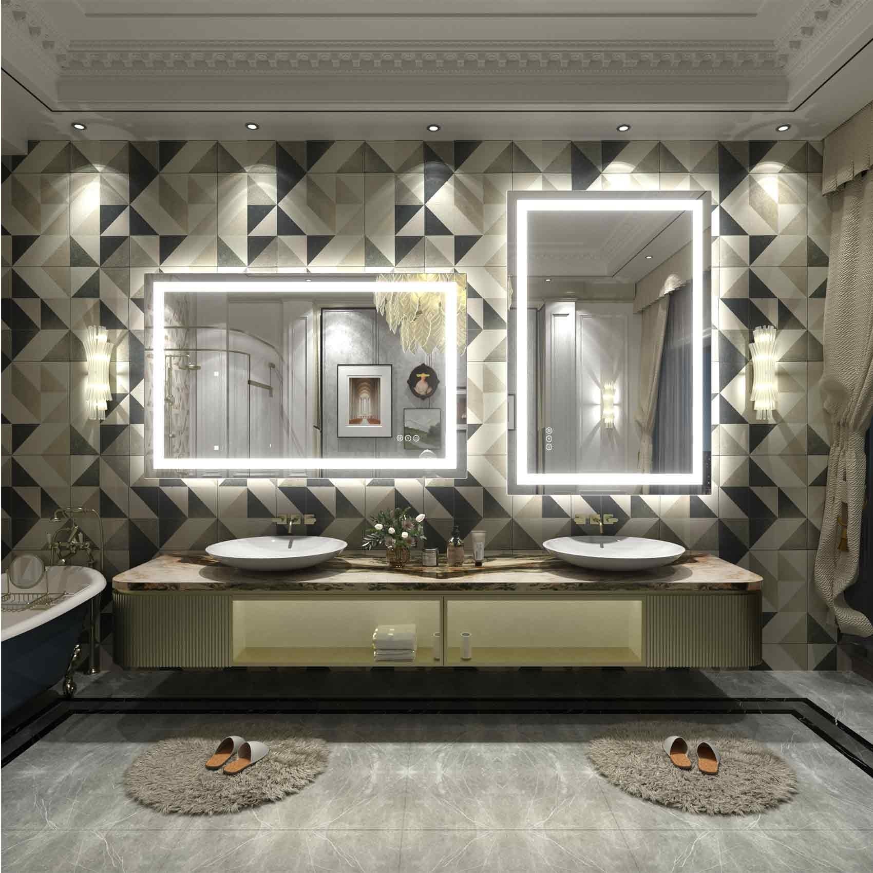 KIOTEE Super Bright Anti-fog LED Bathroom Mirror with Backlit and Front Lighting 3-Year Warranty