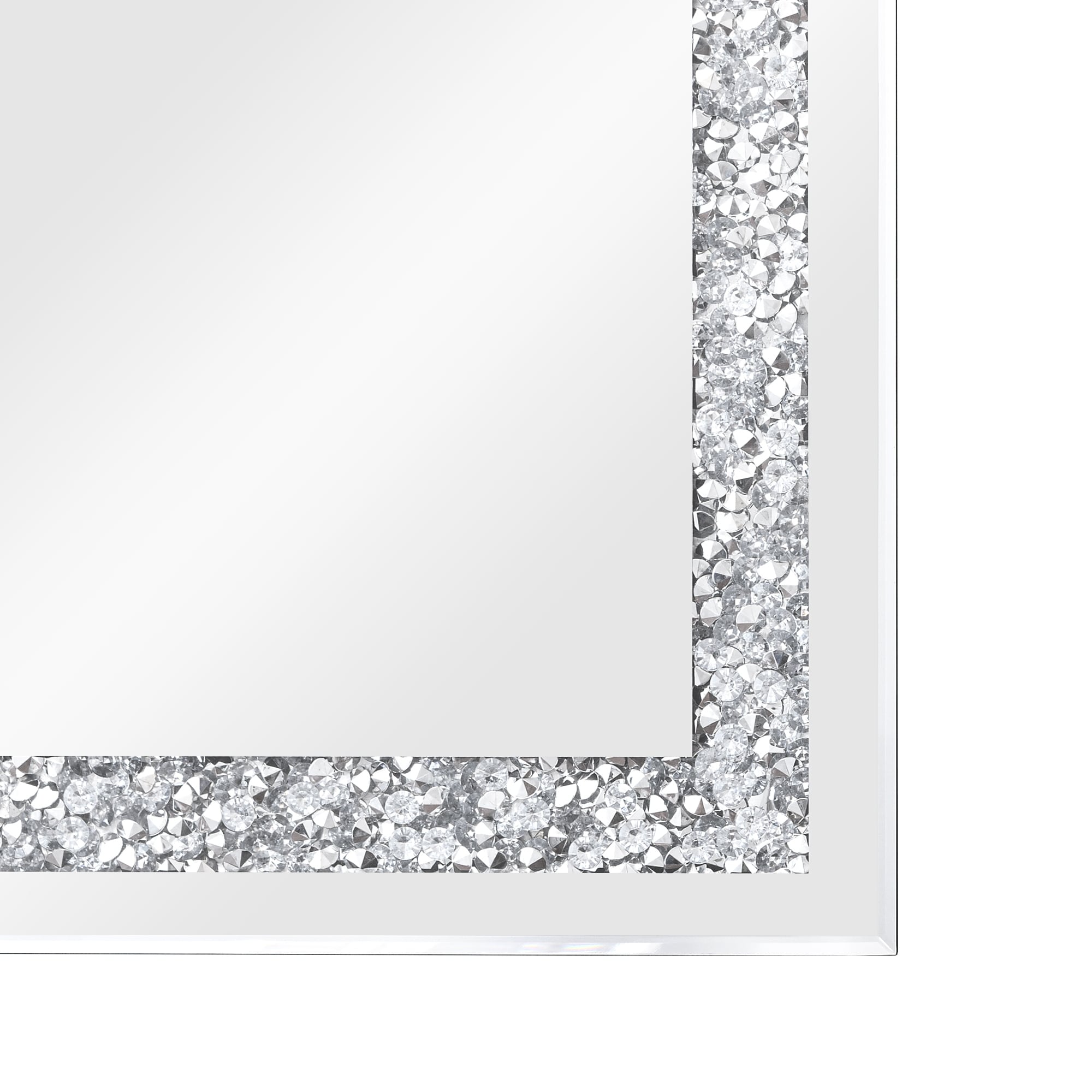 KOHROS Silver Rectangle Crystal Decorative Wall Mirror