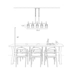 Kasy Modern 5-Light Linear Chandelier Textured Glass Kitchen Island Light Unique Design