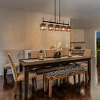 Kasy Modern 5-Light Linear Chandelier Textured Glass Kitchen Island Light Unique Design