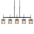 Kasy Modern 5-Light Linear Chandelier Textured Glass Kitchen Island Light Unique Design