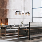 Kasy Modern 5-Light Linear Chandelier Textured Glass Kitchen Island Light Unique Design