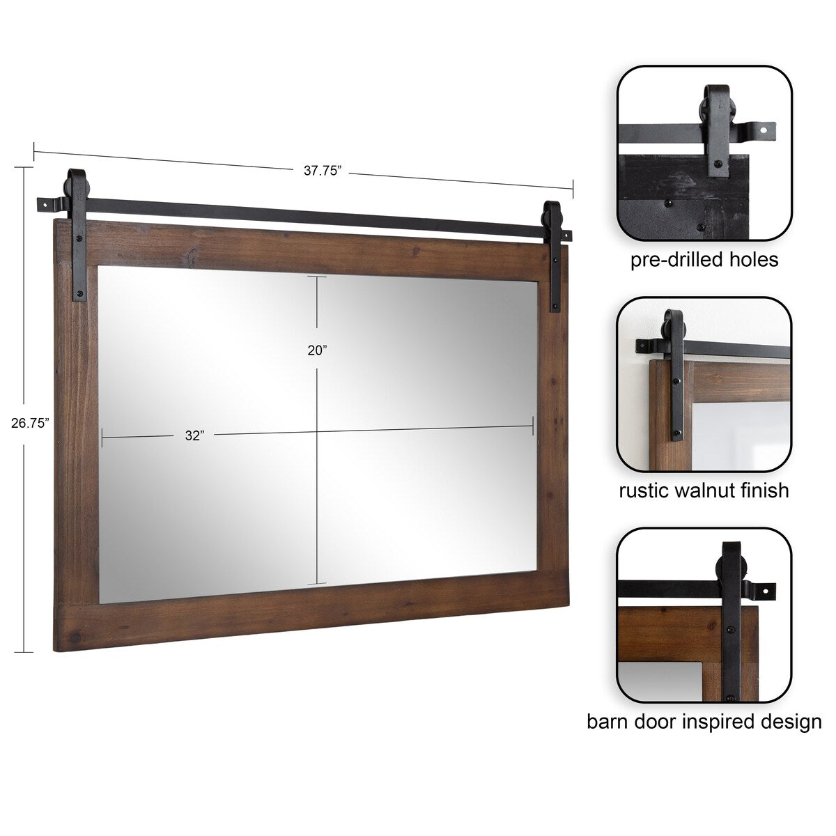 Kate and Laurel Cates Rustic Rectangular Wall Mirror