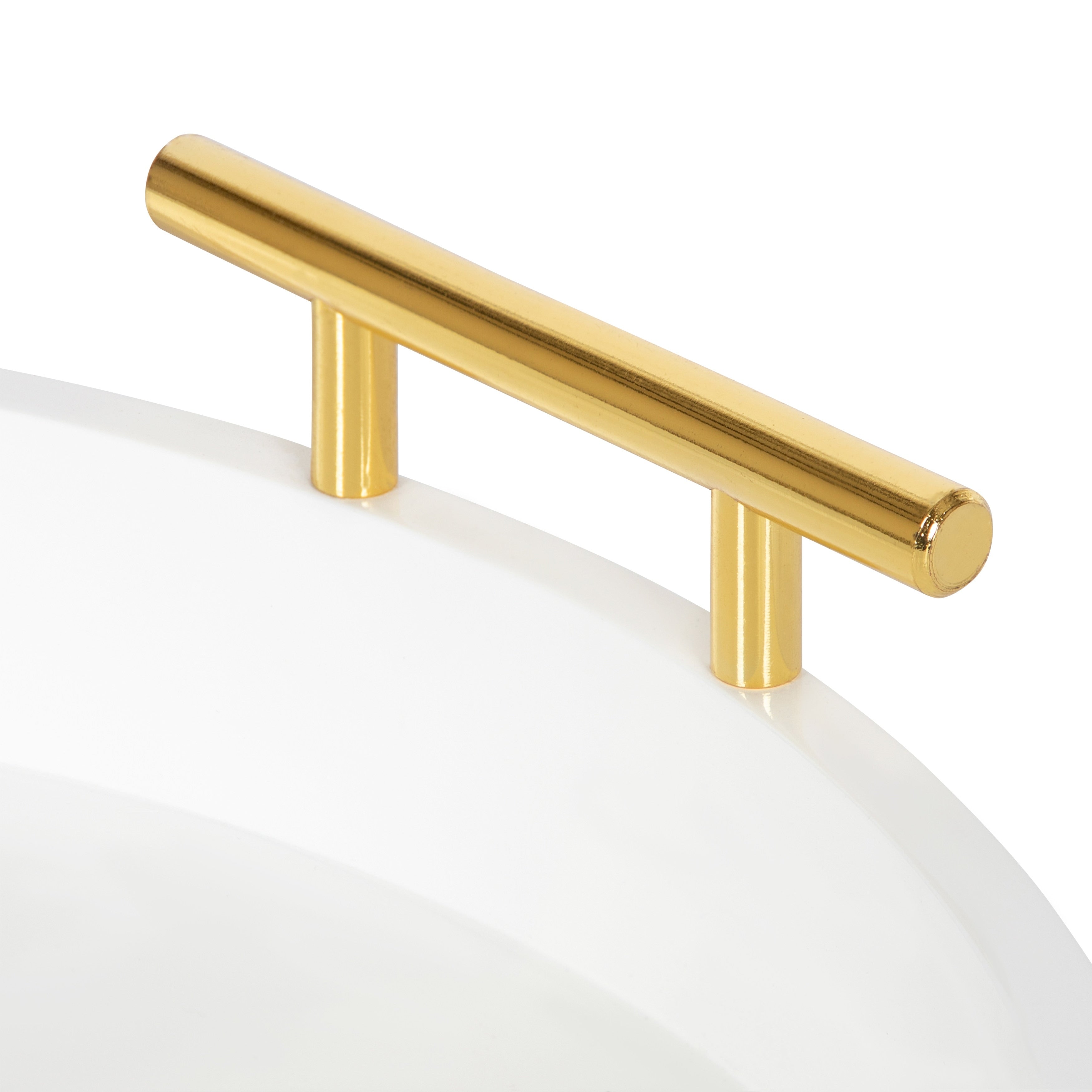 Kate and Laurel Lipton Round Decorative Tray with Metal Handles