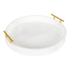 Kate and Laurel Lipton Round Decorative Tray with Metal Handles