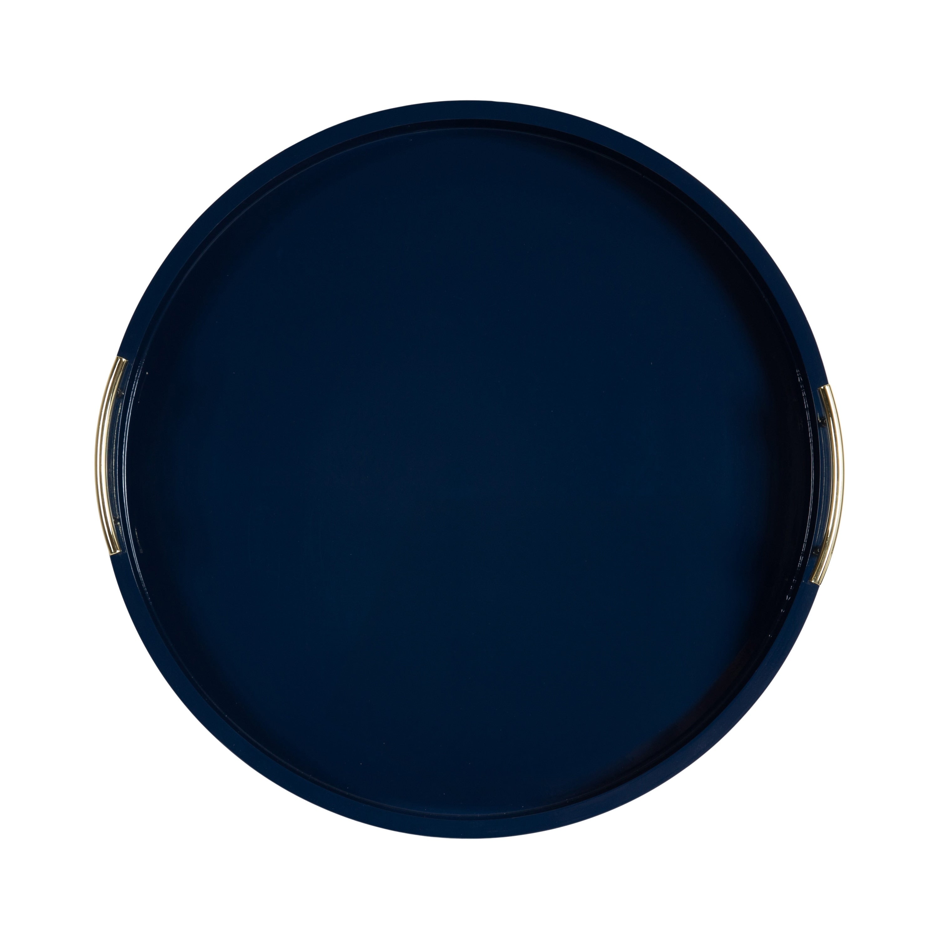 Kate and Laurel Lipton Round Decorative Tray with Metal Handles