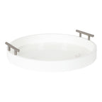 Kate and Laurel Lipton Round Decorative Tray with Metal Handles