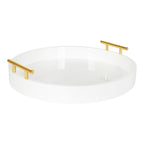 Kate and Laurel Lipton Round Decorative Tray with Metal Handles