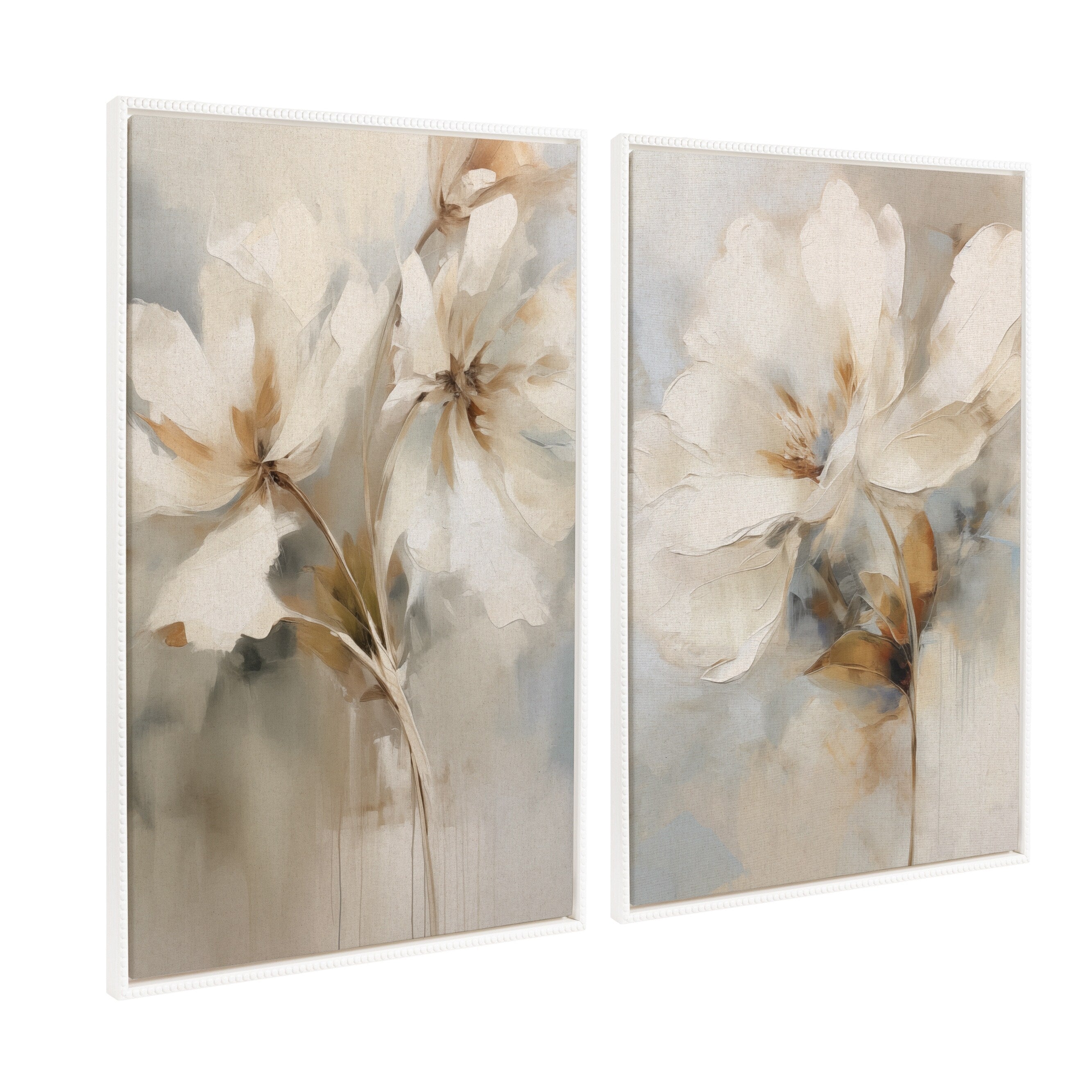 Kate and Laurel Sylvie Beaded Abstract Botanical Canvas