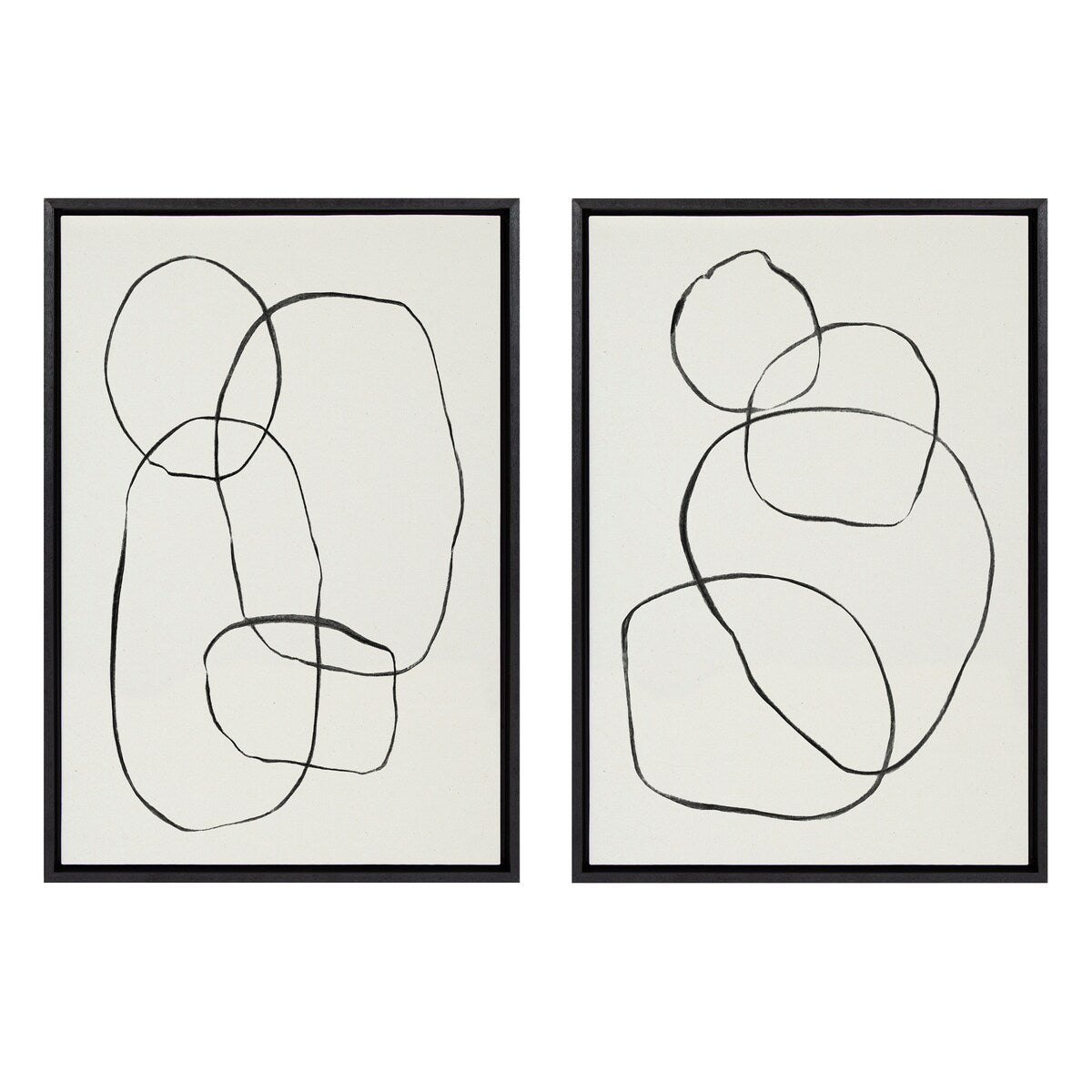 Kate and Laurel Sylvie Modern Circles Framed Canvas Set by Teju Reval