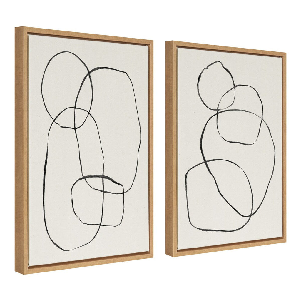 Kate and Laurel Sylvie Modern Circles Framed Canvas Set by Teju Reval
