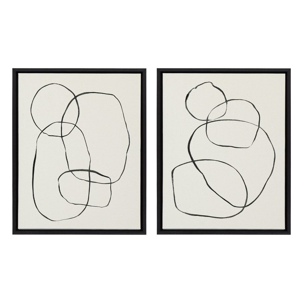 Kate and Laurel Sylvie Modern Circles Framed Canvas Set by Teju Reval