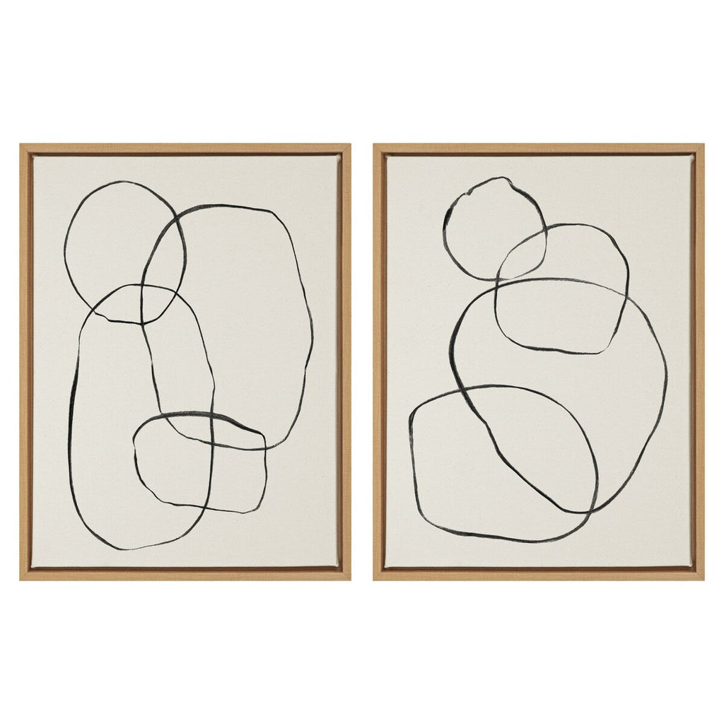 Kate and Laurel Sylvie Modern Circles Framed Canvas Set by Teju Reval