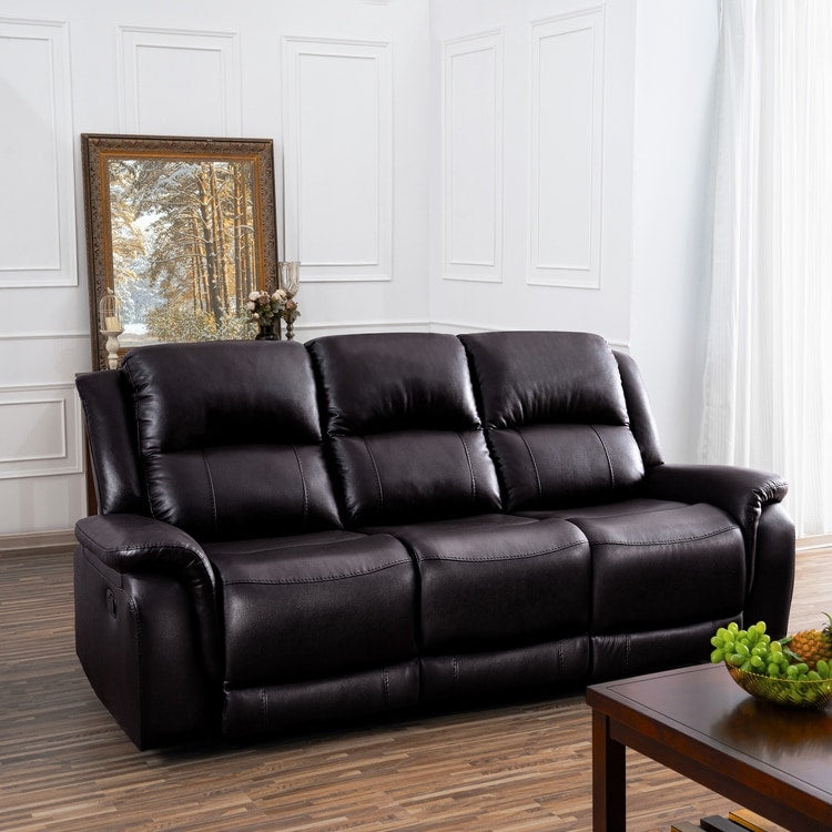 Leather Manual Recliner Sofa Collection for Living Room Leather Reclining Furniture for Home Office Living Room