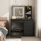 Kerrogee Makeup Vanity Set with Adjustable Lighted Mirror & Stool - 39.4L x 19.7W x 53.5H