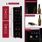 Koolatron 18 Bottle Slim Dual Zone Wine Cooler Freestanding Wine Fridge