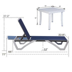Kozyard Alan Full Flat Aluminum and Polypropylene Resin Legs Patio Reclining Adjustable Chaise Lounge