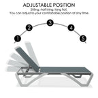 Kozyard Alan Full Flat Aluminum and Polypropylene Resin Legs Patio Reclining Adjustable Chaise Lounge